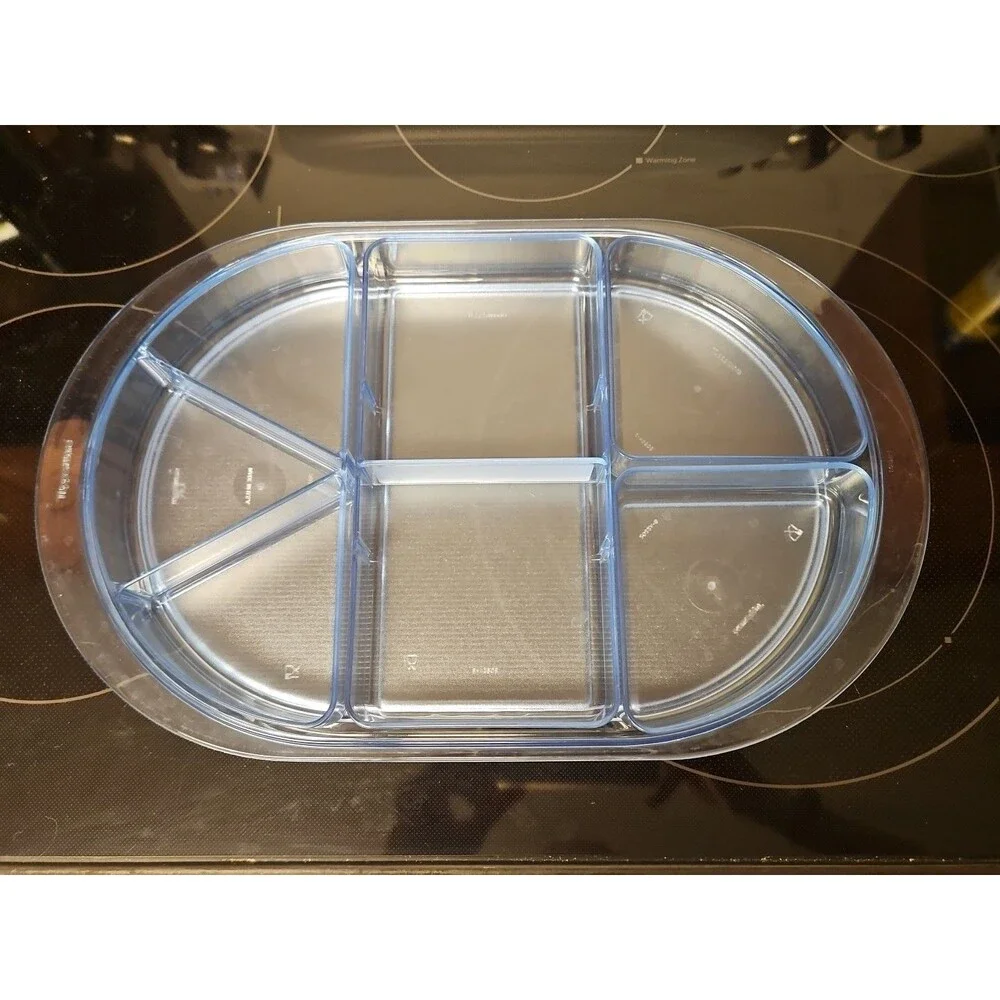 Vintage Tupperware Preludio Blue Acrylic Divided Serving Tray with Lid 2015A-1